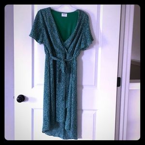 Green with white dot dress